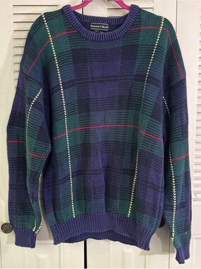 Vintage 9Os Multicolor Plaid Pattern Preswick & Moore 100% Cotton XL Sweater